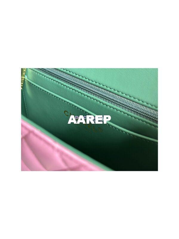 Replica Chanel Lambskin Mini Flap Bag With Top Handle AS2431 Pink Green 8