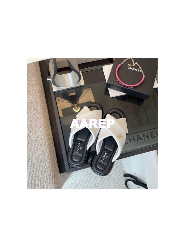 Replica Chanel 22SS Mules Lambskin G38864 White 7