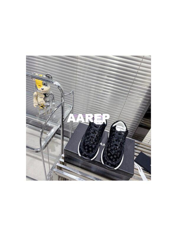 Replica Chanel Printed Suede Calfskin Trainers G39230 Black