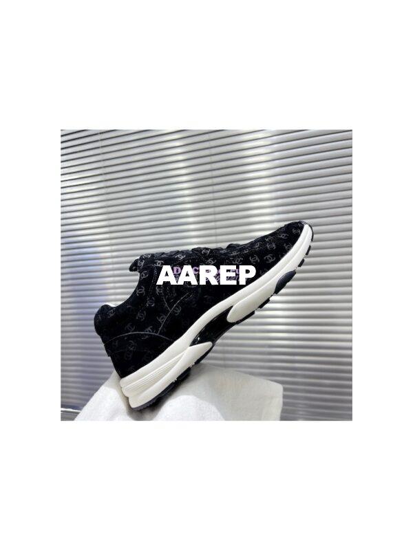 Replica Chanel Printed Suede Calfskin Trainers G39230 Black 5