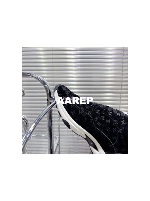 Replica Chanel Printed Suede Calfskin Trainers G39230 Black 7