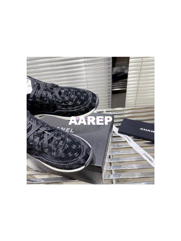 Replica Chanel Printed Suede Calfskin Trainers G39230 Black 8