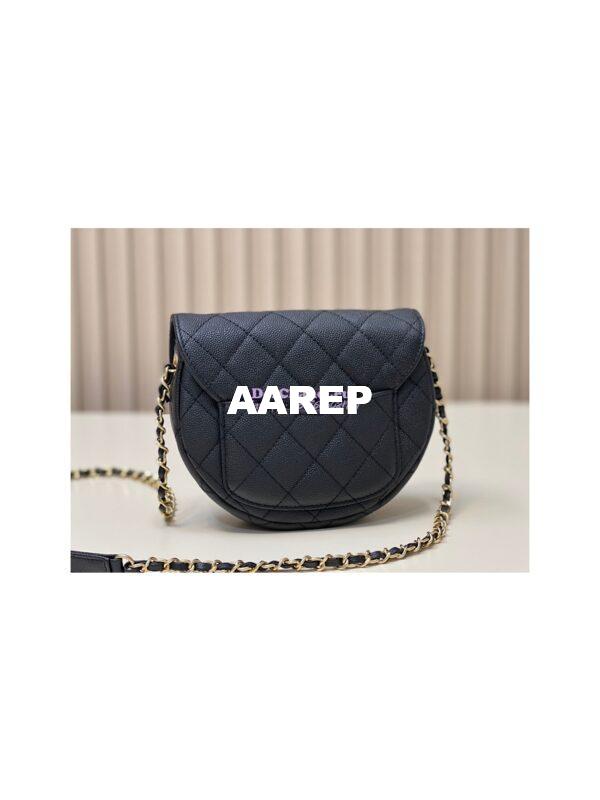 Replica Chanel Mini Messenger Bag Grained Calfskin AS3867 Black 6
