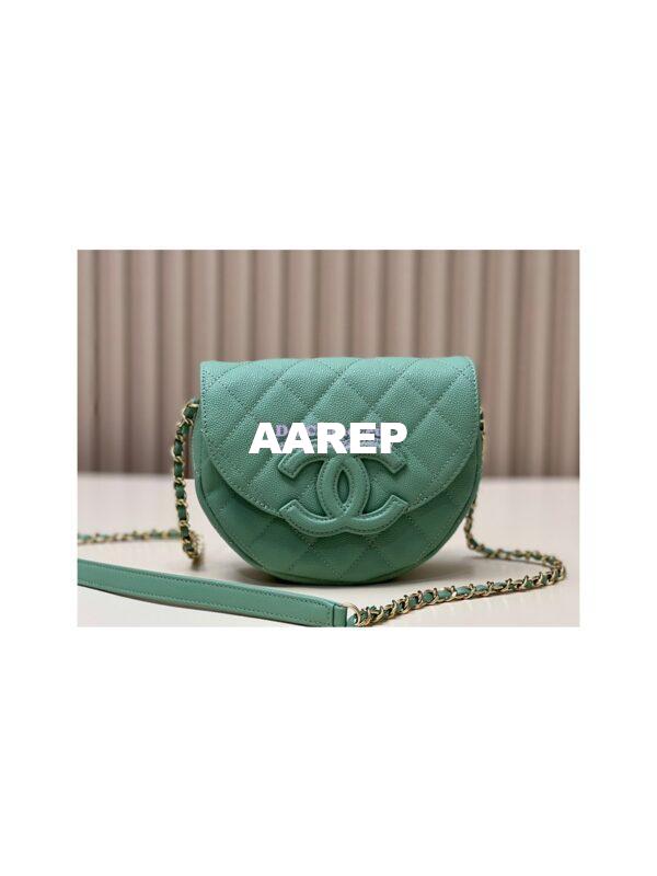 Replica Chanel Mini Messenger Bag Grained Calfskin AS3867 Light Green 4