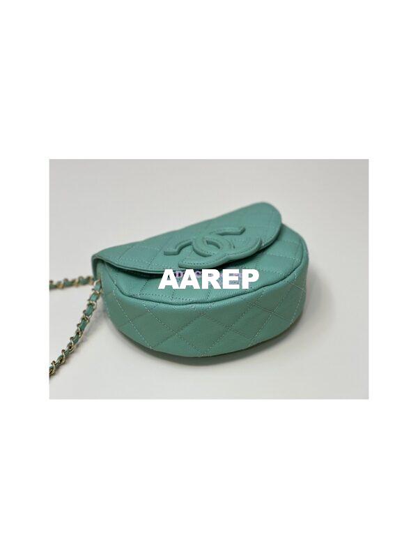 Replica Chanel Mini Messenger Bag Grained Calfskin AS3867 Light Green 9