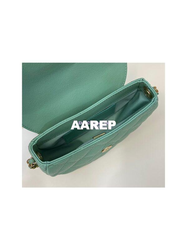 Replica Chanel Mini Messenger Bag Grained Calfskin AS3867 Light Green 10