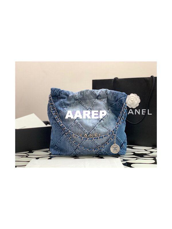 Replica Chanel 22 Handbag Washed Denim & Silver-Tone AS3260 AS3261 Light Blue & Blue 3