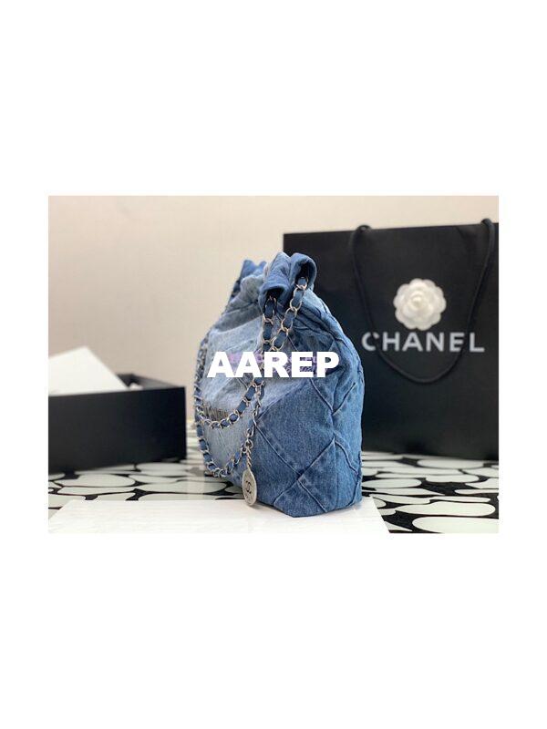 Replica Chanel 22 Handbag Washed Denim & Silver-Tone AS3260 AS3261 Light Blue & Blue 5