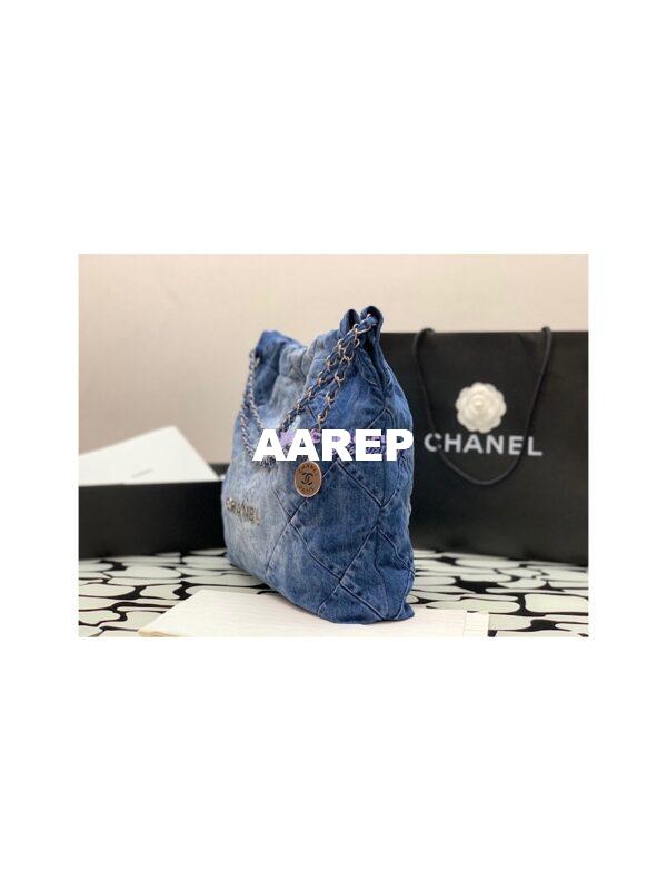 Replica Chanel 22 Handbag Washed Denim & Silver-Tone AS3260 AS3261 Light Blue & Blue 14