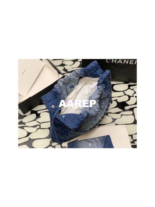 Replica Chanel 22 Handbag Washed Denim & Silver-Tone AS3260 AS3261 Light Blue & Blue 16