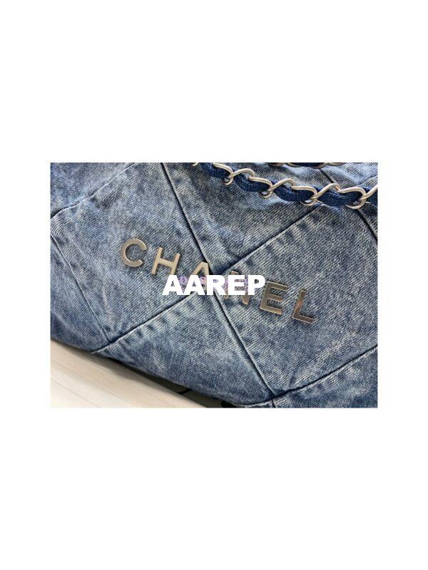 Replica Chanel 22 Handbag Washed Denim & Silver-Tone AS3260 AS3261 Light Blue & Blue 18