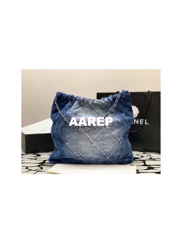 Replica Chanel 22 Handbag Washed Denim & Silver-Tone AS3260 AS3261 Light Blue & Blue 20