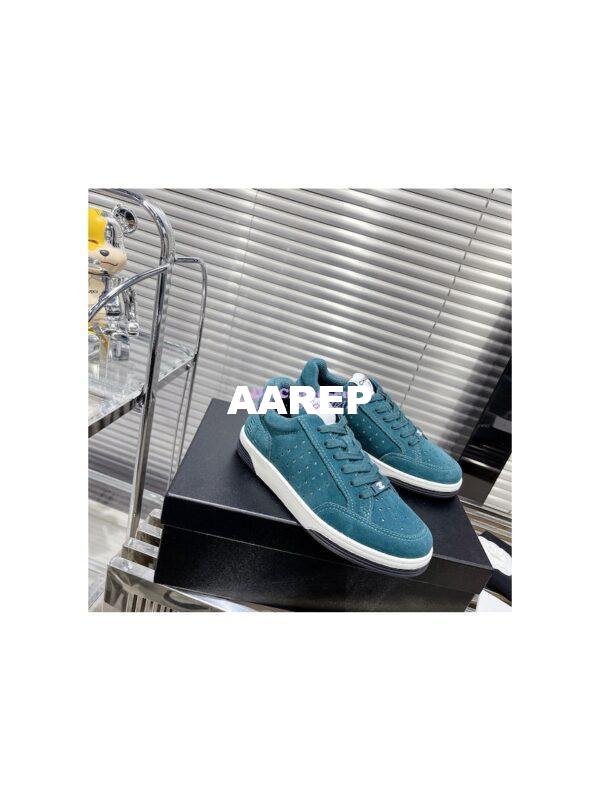 Replica Chanel Suede Calfskin Trainers G39225 Green 2