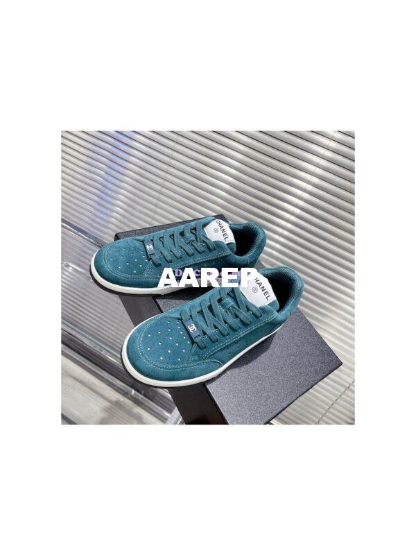Replica Chanel Suede Calfskin Trainers G39225 Green 6