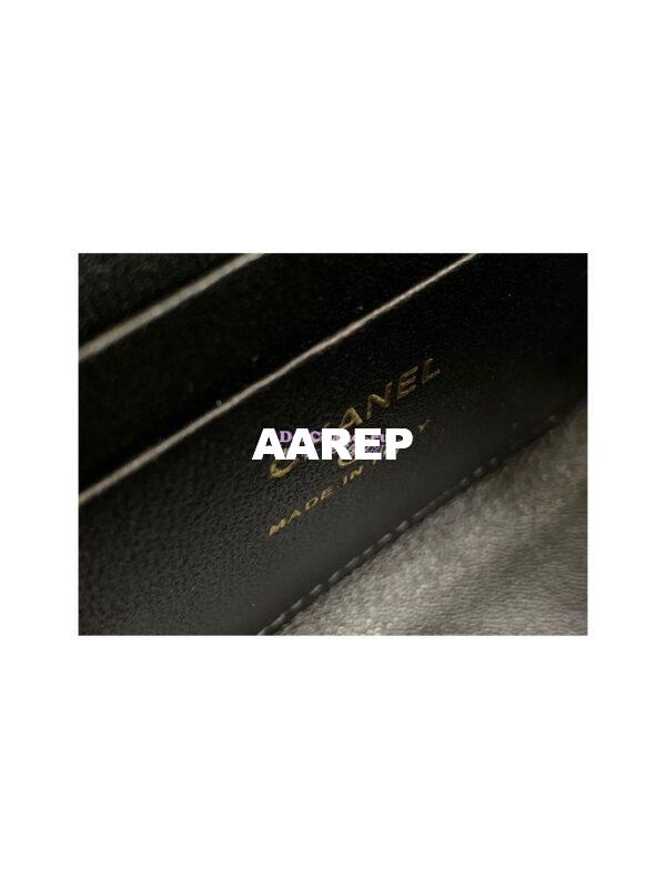Replica Chanel Black Grained Calfskin Leather Chain Strap CC Logo Handle Flap Bag AP3237 9