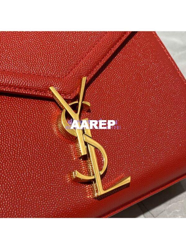 Replica YSL Saint Laurent Cassandra Mini Top Handle Bag In Grain De Poudre Embossed Leather 602716 Red 6