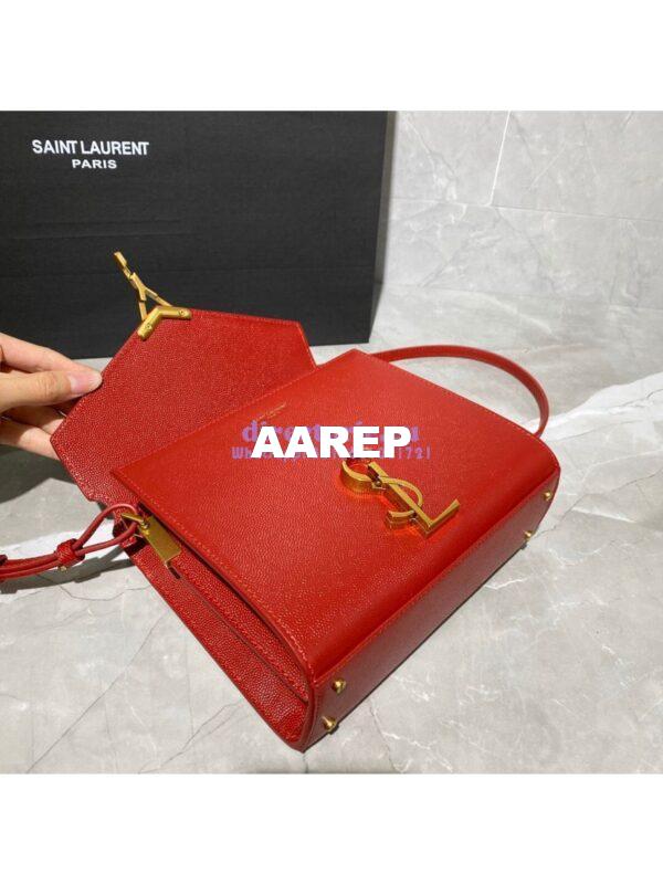 Replica YSL Saint Laurent Cassandra Mini Top Handle Bag In Grain De Poudre Embossed Leather 602716 Red 10