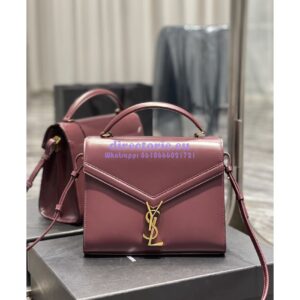 Replica YSL Saint Laurent Cassandra Medium Top Handle Bag In Smooth Leather 578000 Dark Red