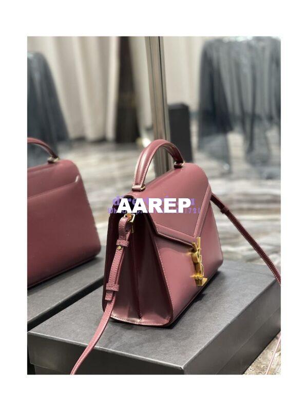 Replica YSL Saint Laurent Cassandra Medium Top Handle Bag In Smooth Leather 578000 Dark Red 4