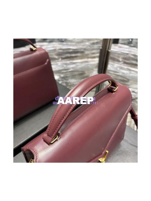 Replica YSL Saint Laurent Cassandra Medium Top Handle Bag In Smooth Leather 578000 Dark Red 5