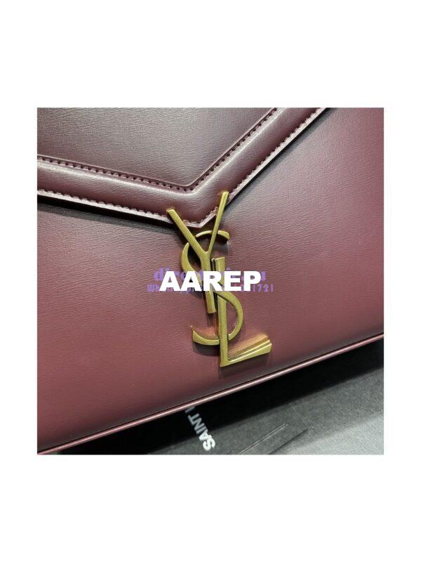 Replica YSL Saint Laurent Cassandra Medium Top Handle Bag In Smooth Leather 578000 Dark Red 6