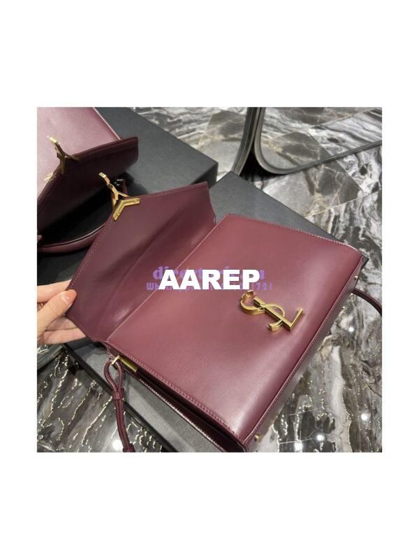 Replica YSL Saint Laurent Cassandra Medium Top Handle Bag In Smooth Leather 578000 Dark Red 7