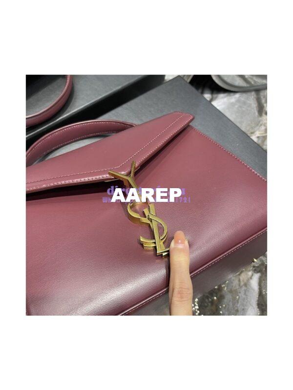 Replica YSL Saint Laurent Cassandra Medium Top Handle Bag In Smooth Leather 578000 Dark Red 8