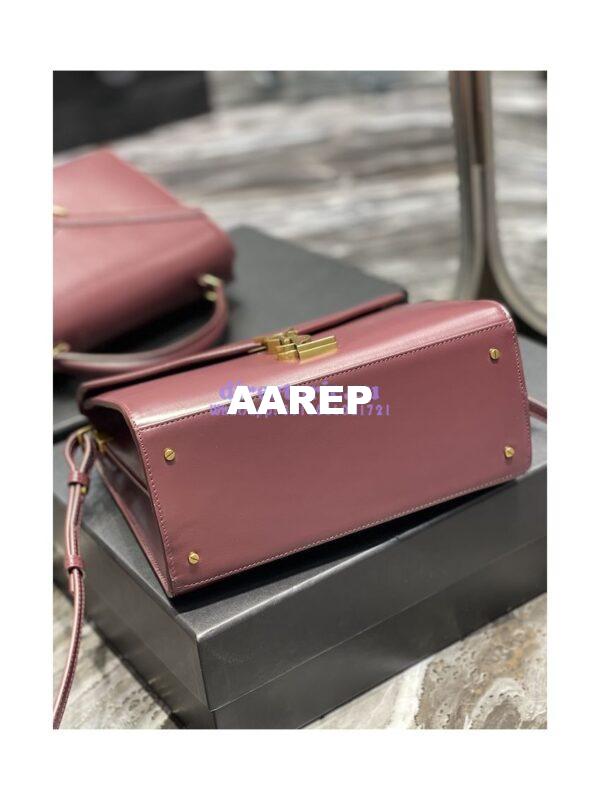 Replica YSL Saint Laurent Cassandra Medium Top Handle Bag In Smooth Leather 578000 Dark Red 11