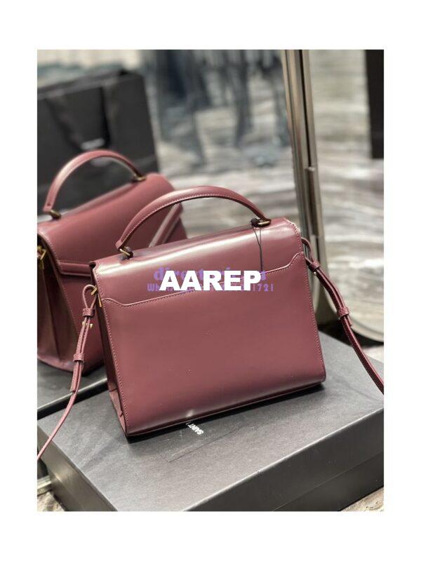 Replica YSL Saint Laurent Cassandra Medium Top Handle Bag In Smooth Leather 578000 Dark Red 12