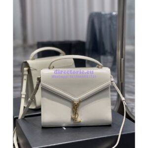 Replica YSL Saint Laurent Cassandra Medium Top Handle Bag In Smooth Leather 578000 White