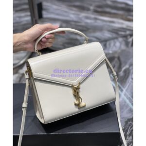 Replica YSL Saint Laurent Cassandra Medium Top Handle Bag In Smooth Leather 578000 White 2