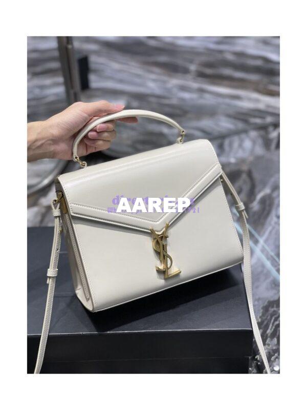 Replica YSL Saint Laurent Cassandra Medium Top Handle Bag In Smooth Leather 578000 White 2