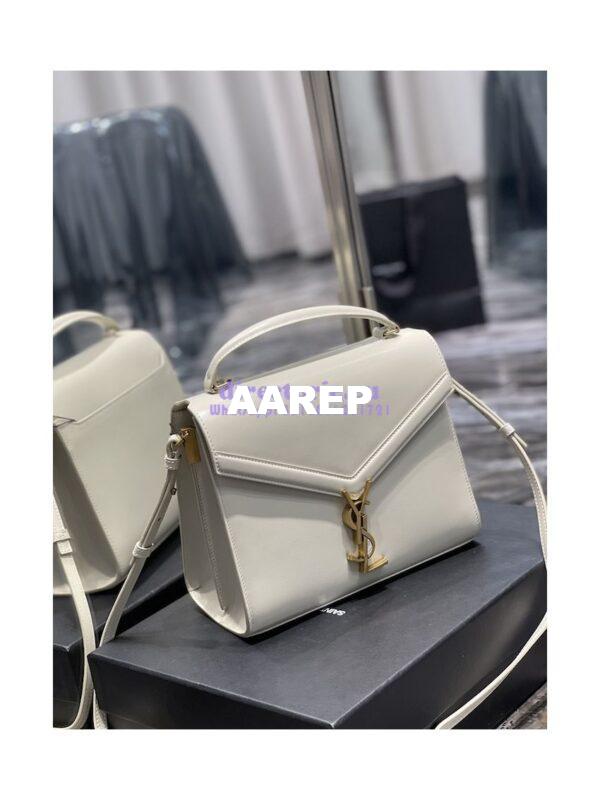 Replica YSL Saint Laurent Cassandra Medium Top Handle Bag In Smooth Leather 578000 White 3