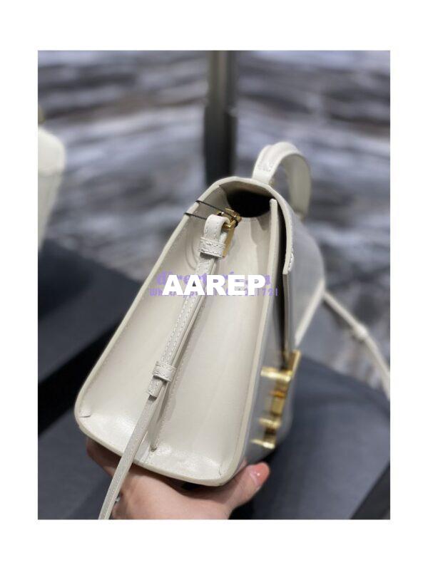 Replica YSL Saint Laurent Cassandra Medium Top Handle Bag In Smooth Leather 578000 White 5
