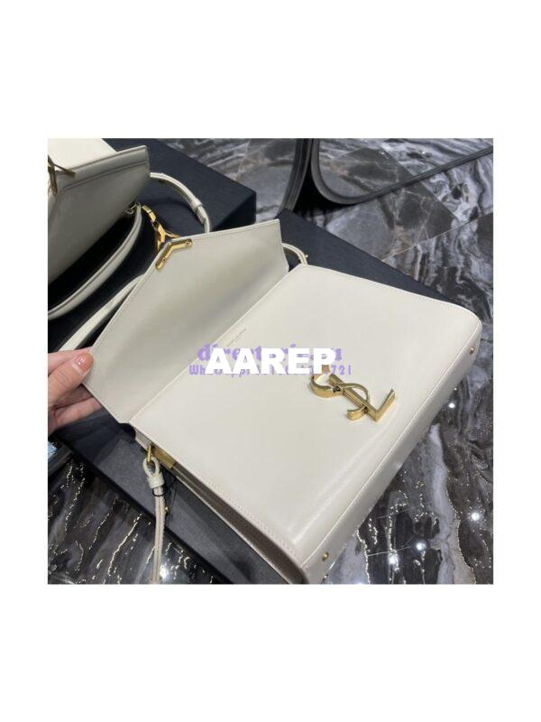 Replica YSL Saint Laurent Cassandra Medium Top Handle Bag In Smooth Leather 578000 White 7