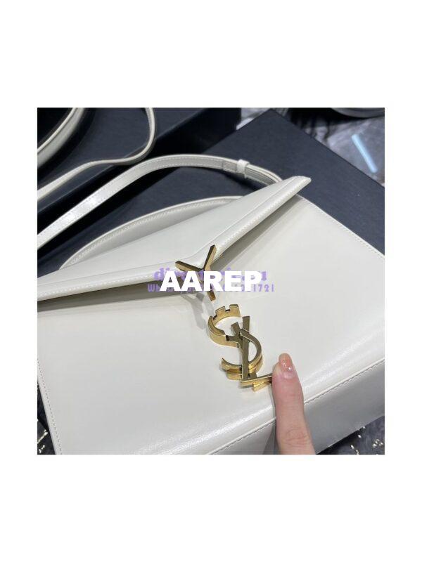 Replica YSL Saint Laurent Cassandra Medium Top Handle Bag In Smooth Leather 578000 White 8
