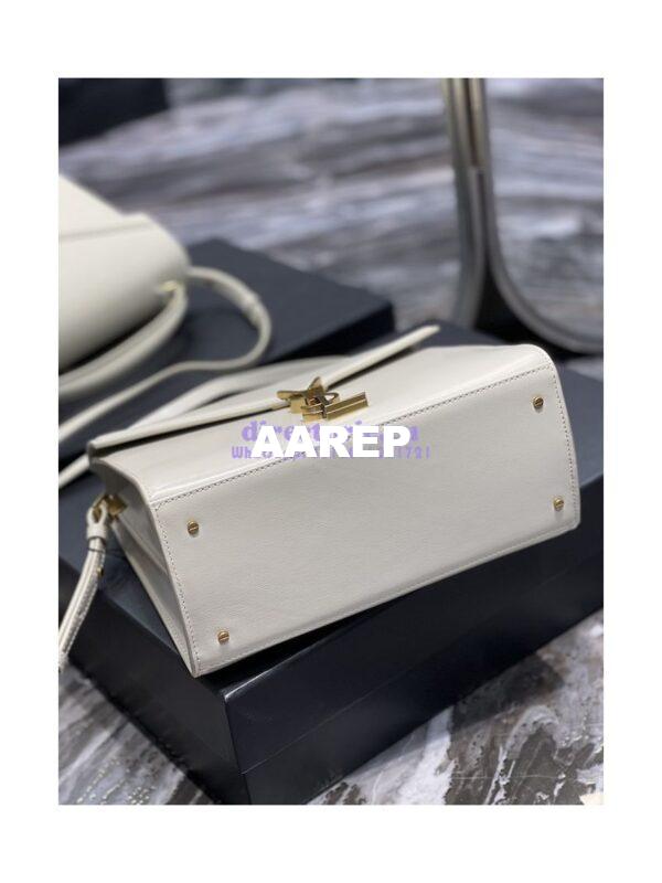 Replica YSL Saint Laurent Cassandra Medium Top Handle Bag In Smooth Leather 578000 White 12