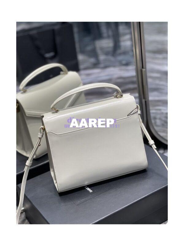 Replica YSL Saint Laurent Cassandra Medium Top Handle Bag In Smooth Leather 578000 White 13