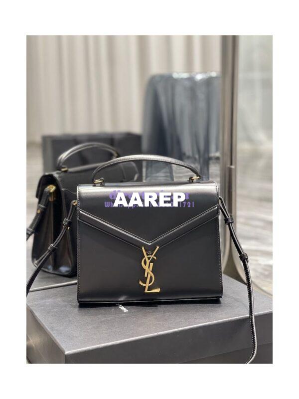 Replica YSL Saint Laurent Cassandra Medium Top Handle Bag In Smooth Leather 578000 Black 3