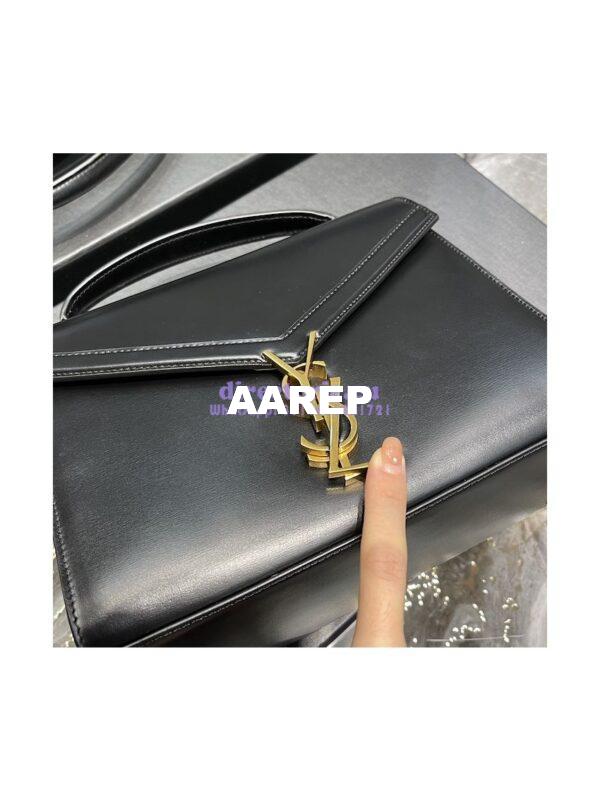 Replica YSL Saint Laurent Cassandra Medium Top Handle Bag In Smooth Leather 578000 Black 7