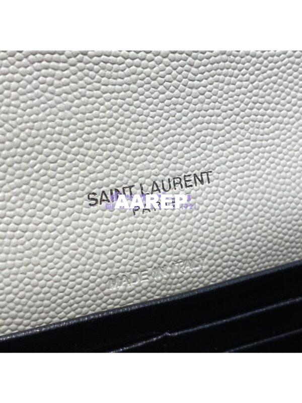Replica YSL Saint Laurent Envelope Chain Wallet Grain De Poudre 393953 White in black Hardware 8