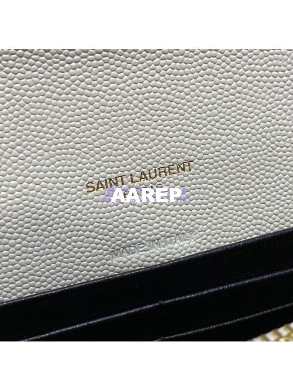 Replica YSL Saint Laurent Envelope Chain Wallet Grain De Poudre 393953 White in Gold Hardware 10