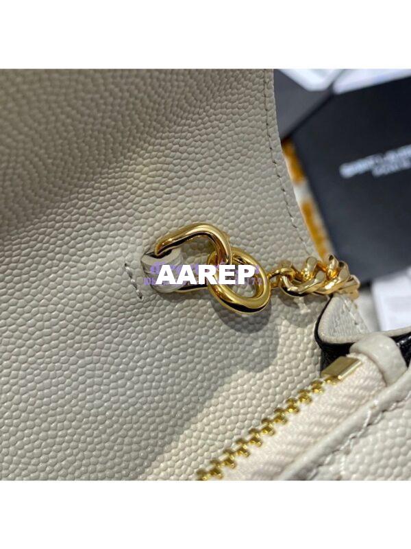 Replica YSL Saint Laurent Envelope Chain Wallet Grain De Poudre 393953 White in Gold Hardware 13