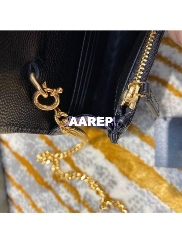 Replica YSL Saint Laurent Envelope Chain Wallet Grain De Poudre 393953 Black in Gold Hardware 10
