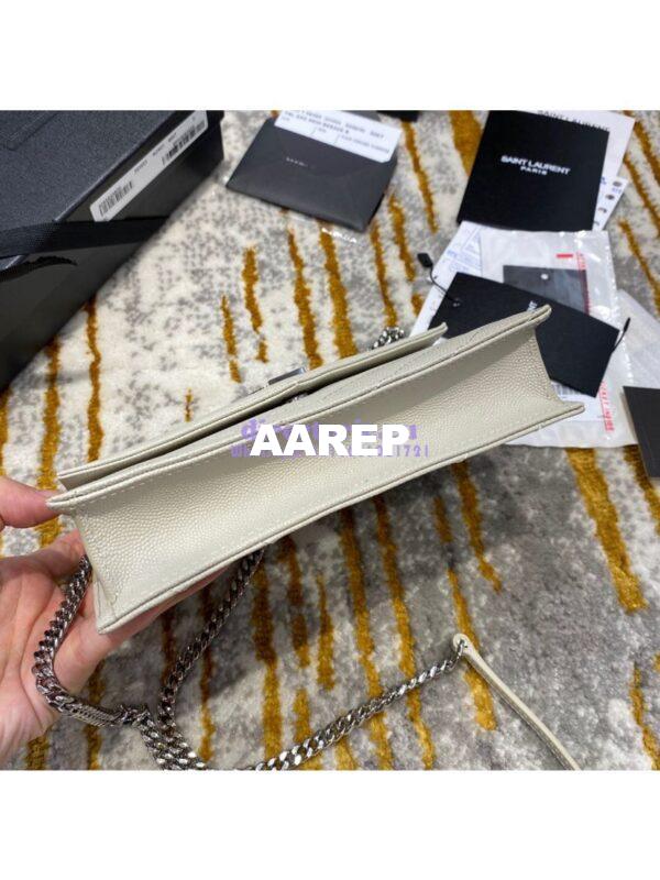 Replica YSL Saint Laurent Envelope Chain Wallet Grain De Poudre 393953 White in Silver Hardware 7