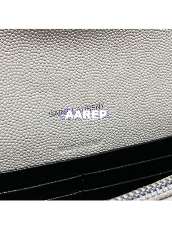 Replica YSL Saint Laurent Envelope Chain Wallet Grain De Poudre 393953 White in Silver Hardware 11