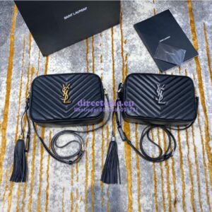 Replica YSL Saint Laurent LouLou Camera Bag in Matelassé Leather 520534 Black in Silver Hardware