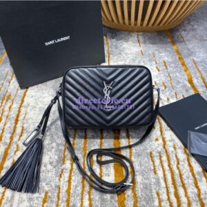 Replica YSL Saint Laurent LouLou Camera Bag in Matelassé Leather 520534 Black in Silver Hardware 2
