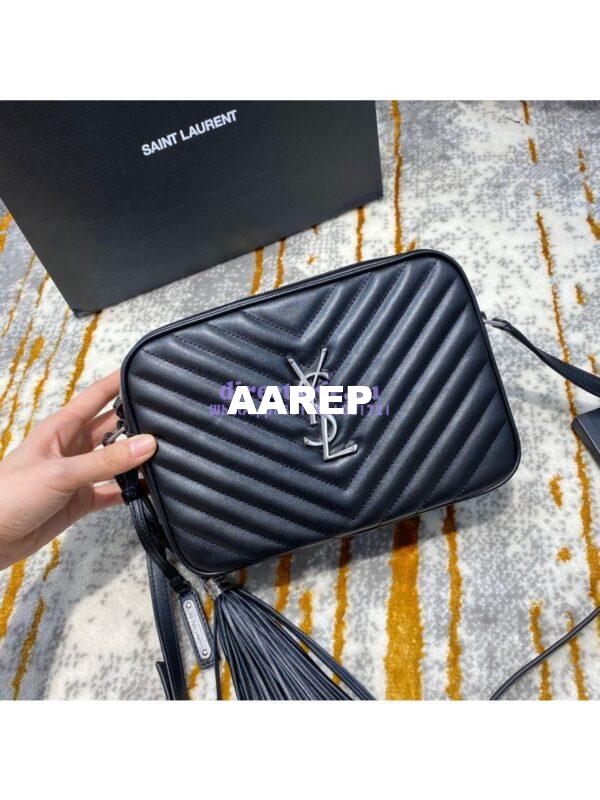 Replica YSL Saint Laurent LouLou Camera Bag in Matelassé Leather 520534 Black in Silver Hardware 3