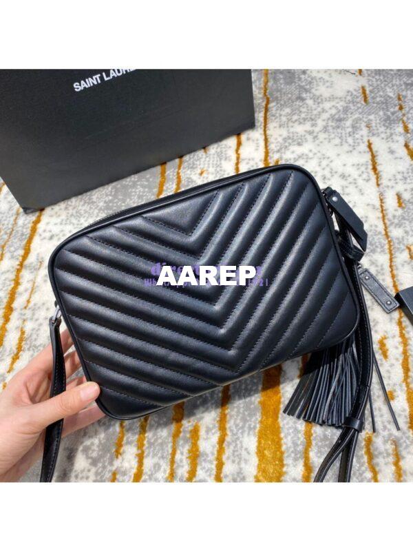 Replica YSL Saint Laurent LouLou Camera Bag in Matelassé Leather 520534 Black in Silver Hardware 4